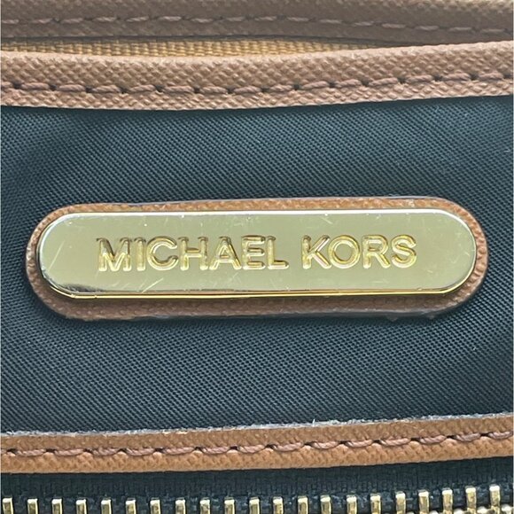 Michael Kors Black Nylon Brown Faux Leather & Front Pocket Evening Clutch Sz S - Picture 6 of 12